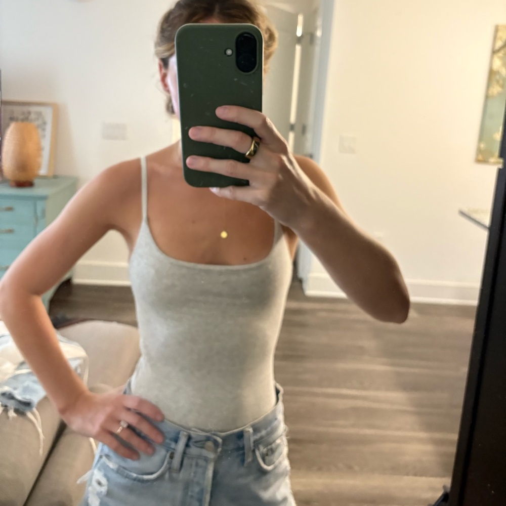 Abercrombie & Fitch Gray Fitted Bodysuit